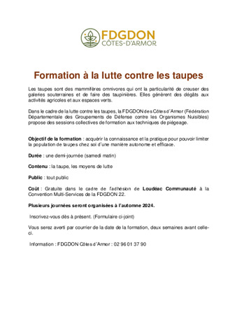 formation gratuite de lutte contre les taupes